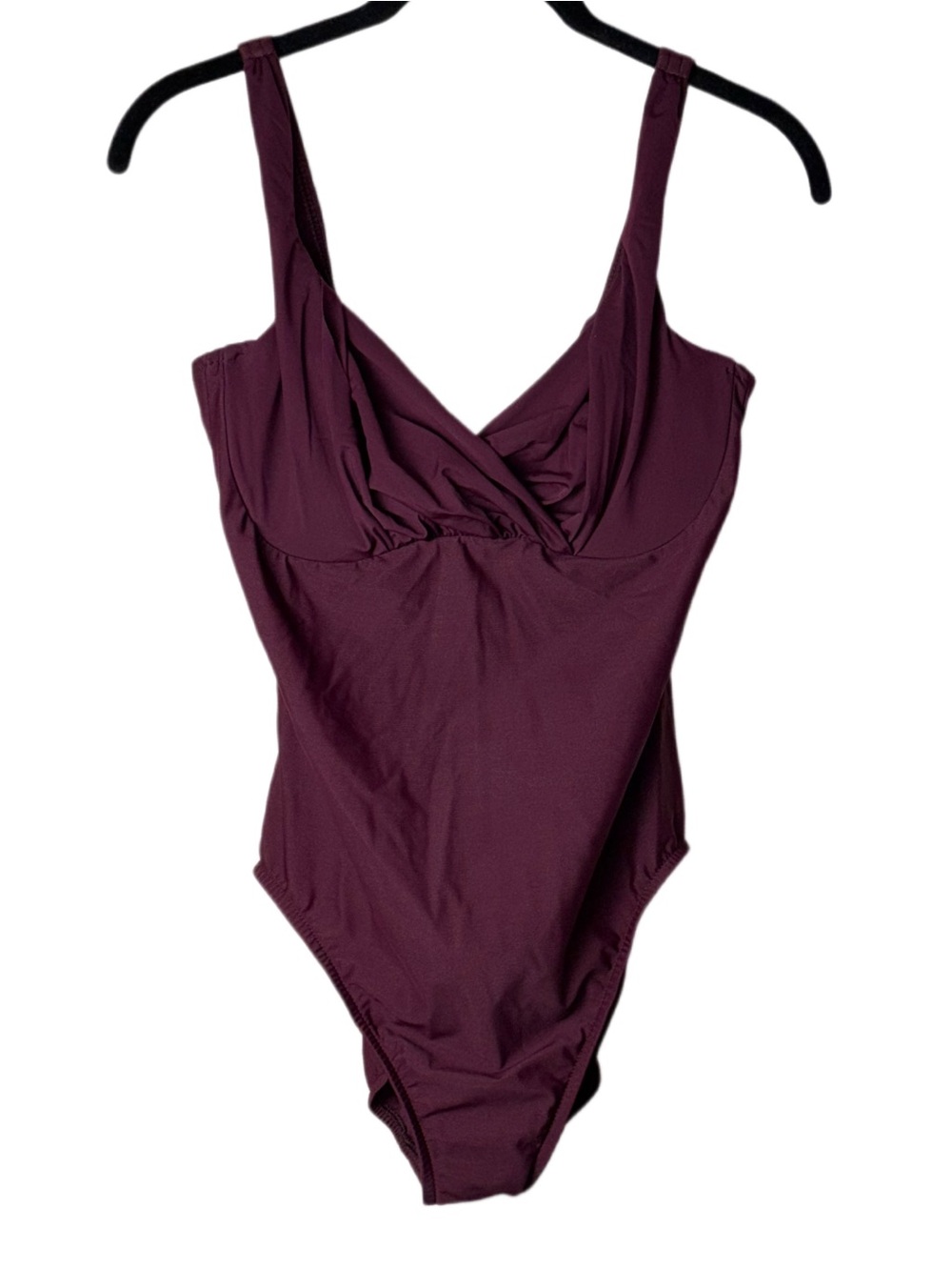 Magicsuit One-Piece Swimsuit Surplice Crossover Neckline Faux Wrap size 12 plum